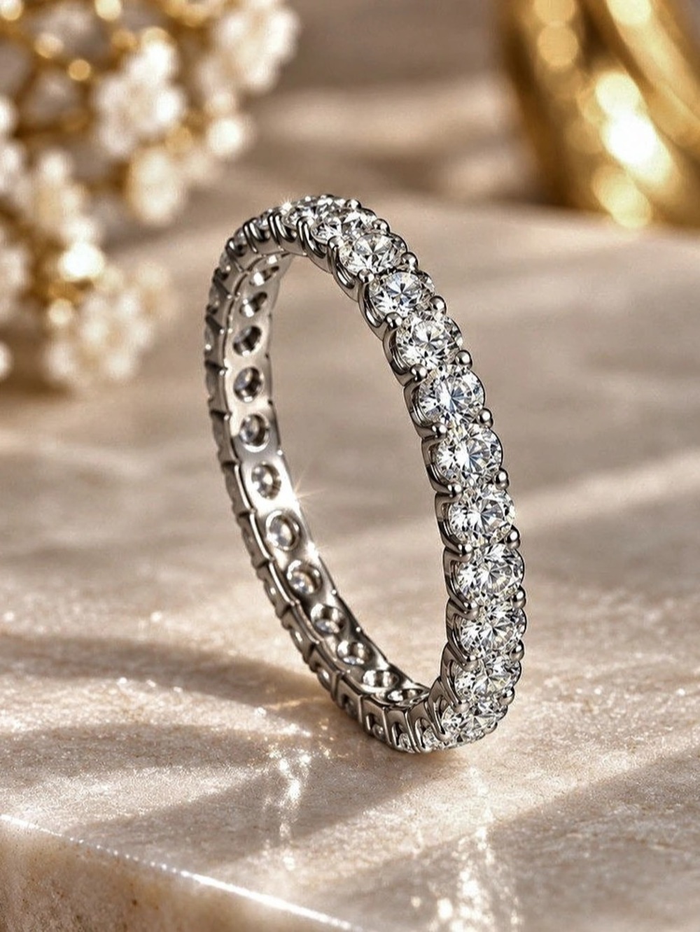 GRA CR7431 Moissanite Band Ring in Silver Size 7 NWT